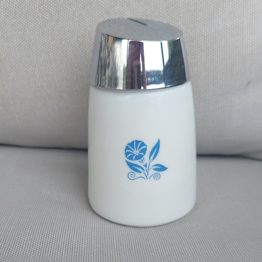 Vintage White And Blue Milkglass Sugar Dispenser